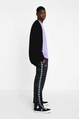 kappa astoria slim black popper track pants