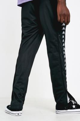 kappa astoria slim black popper track pants