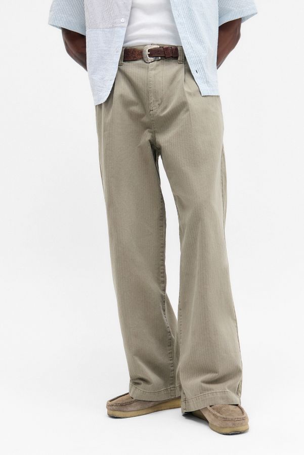 Slide View: 1: BDG Sage Eli Herringbone Chino Trousers