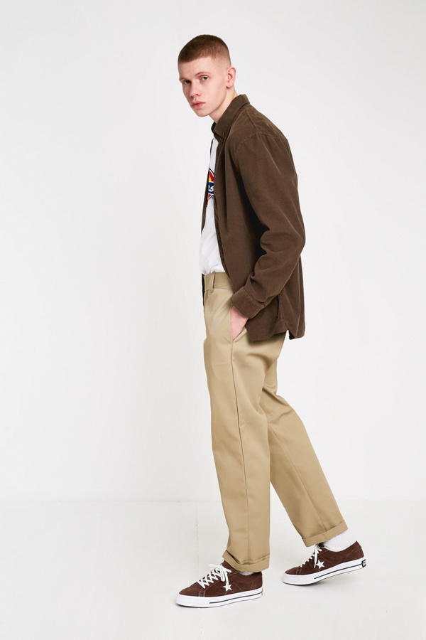 Dickies 873 Khaki Slim Straight Work Trousers Urban Outfitters UK