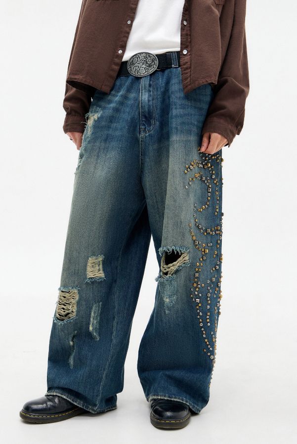 Slide View: 1: Jaded London Tattoo Stud XL Koloss Jeans