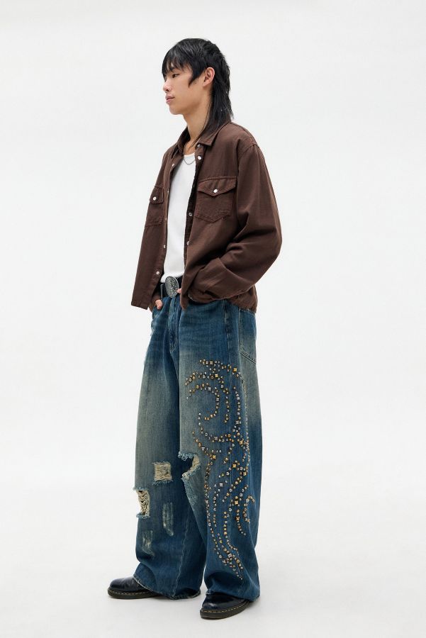 Slide View: 2: Jaded London Tattoo Stud XL Koloss Jeans