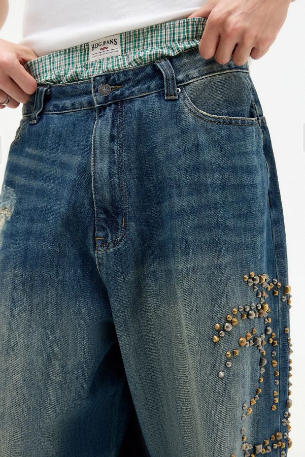 Slide View: 5: Jaded London Tattoo Stud XL Koloss Jeans