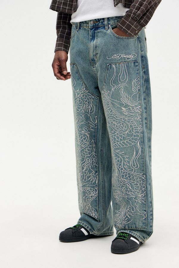 Slide View: 1: Ed Hardy UO Exclusive Snake Panther Carpenter Jeans