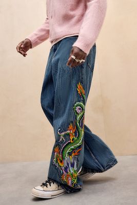 Jeans Ed Hardy UO Exclusive Blue Sword Dragon