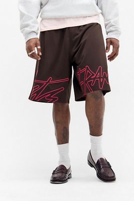 iets frans... Brown Airtex Embroidered Shorts
