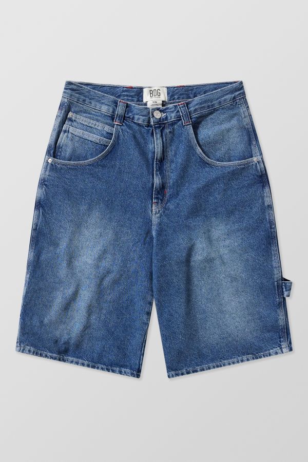 Slide View: 5: BDG Washed Indigo Denim Oversized Carpenter Shorts