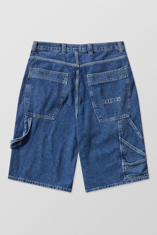 Slide View: 6: BDG Washed Indigo Denim Oversized Carpenter Shorts