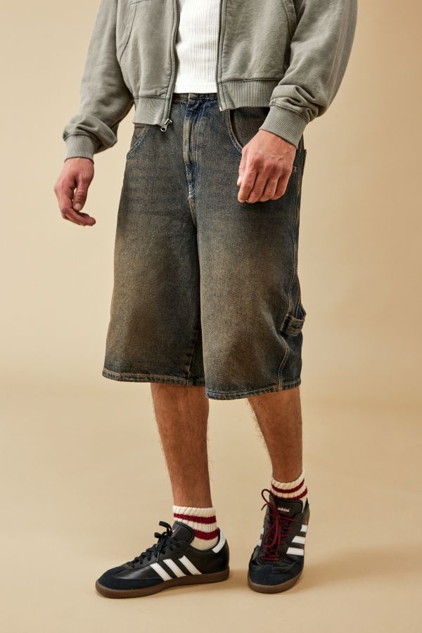 Slide View: 1: BDG Stone Tinted Denim Oversized Carpenter Shorts