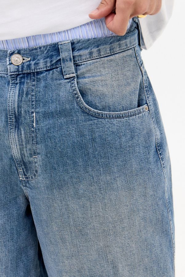 Slide View: 3: BDG Blue Neo Crosshatch Jorts