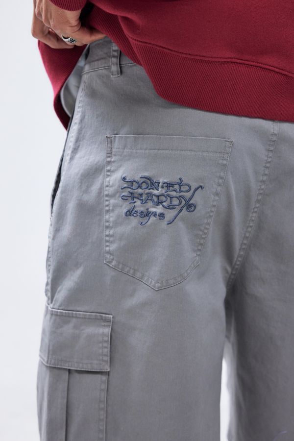 Vista diapositiva: 5: Ed Hardy Uo Esclusivo Pantaloncini Cargo Grigi Tonali Lavati