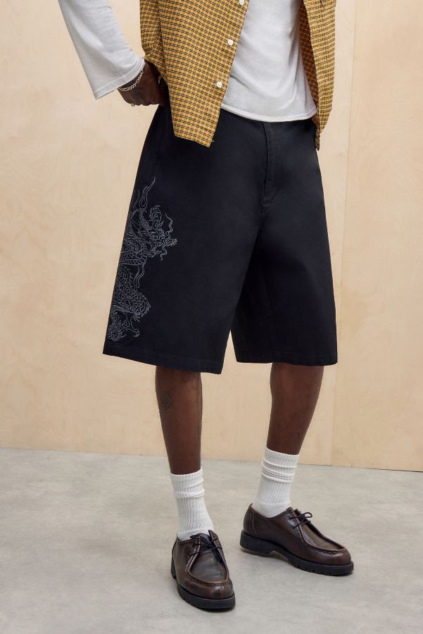 Slide View: 1: Ed Hardy UO Exclusive Black Dragon Chino Shorts