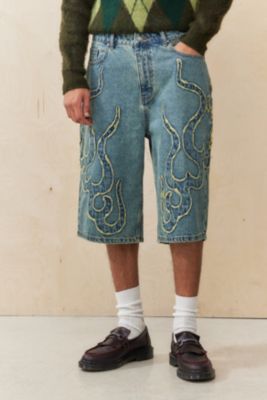 Ed Hardy UO Exclusive Blue Flame Appliqué Shorts