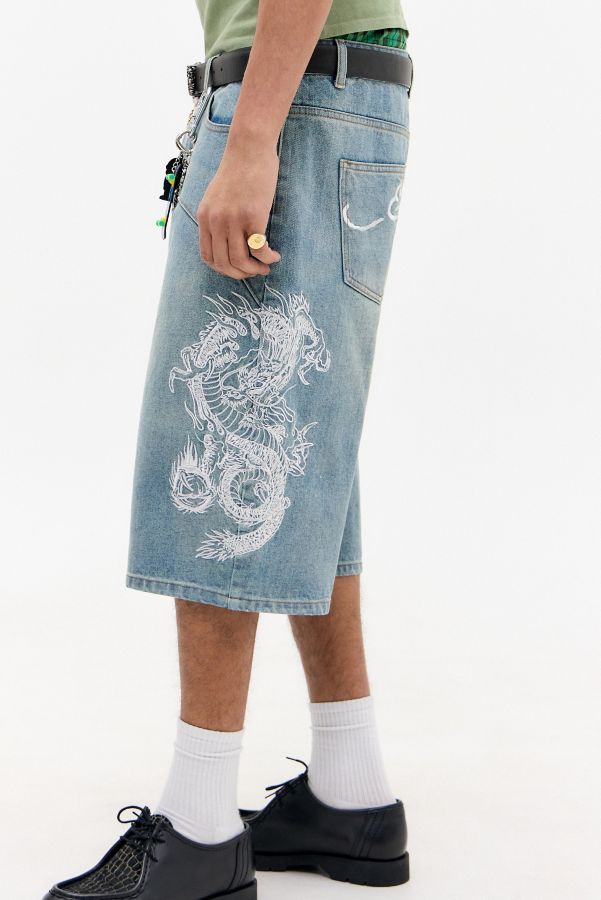 Slide View: 3: Ed Hardy UO Exclusive Jorts de Panneautage Bleu Moyen