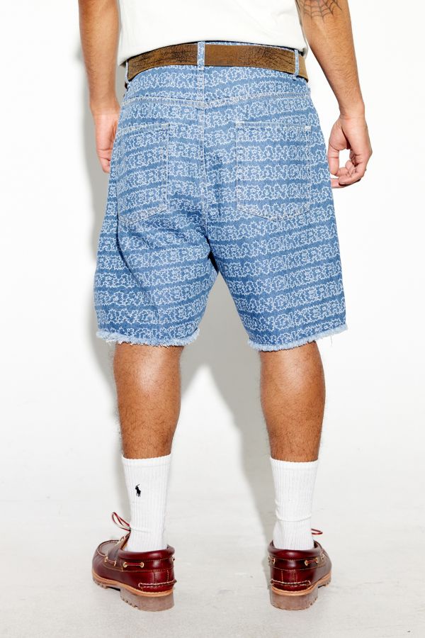 Slide View: 4: KERRANG! Laser Print Washed Denim Shorts