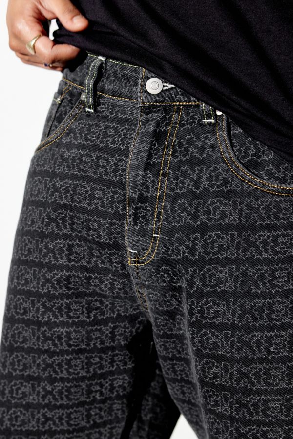 Vista diapositiva: 2: KERRANG! Pantaloncini in denim lavato con stampa laser