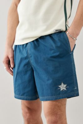 BDG Teal Star Logo Swim Shorts