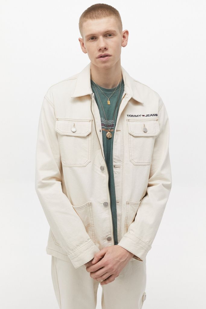 Tommy Jeans Oversized Ecru Denim Work Jacket Urban Outfitters UK