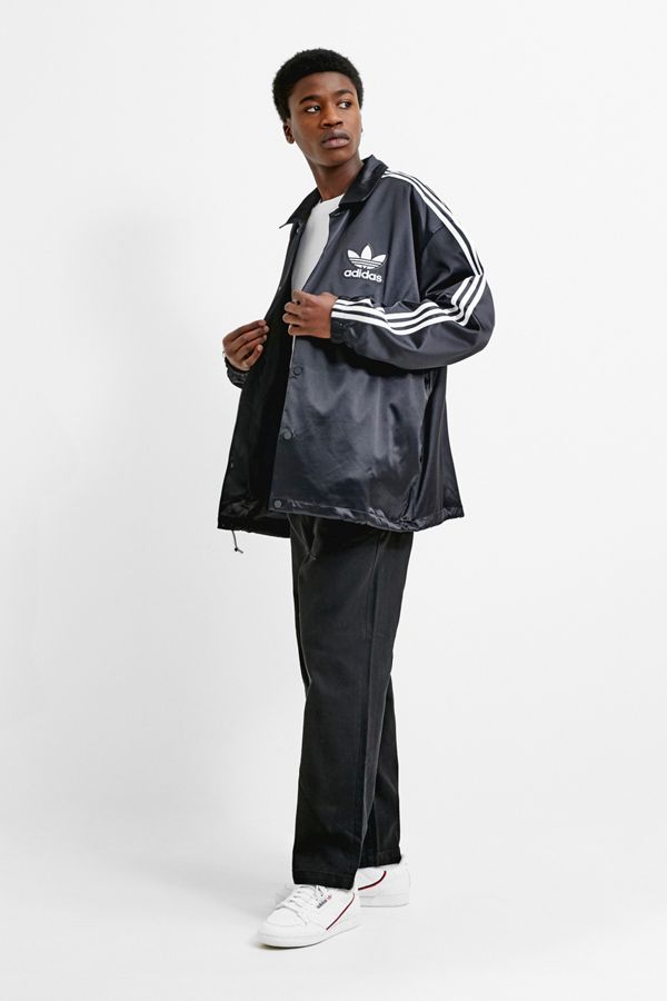 adidas Black Satin Coach Jacket Urban Outfitters UK