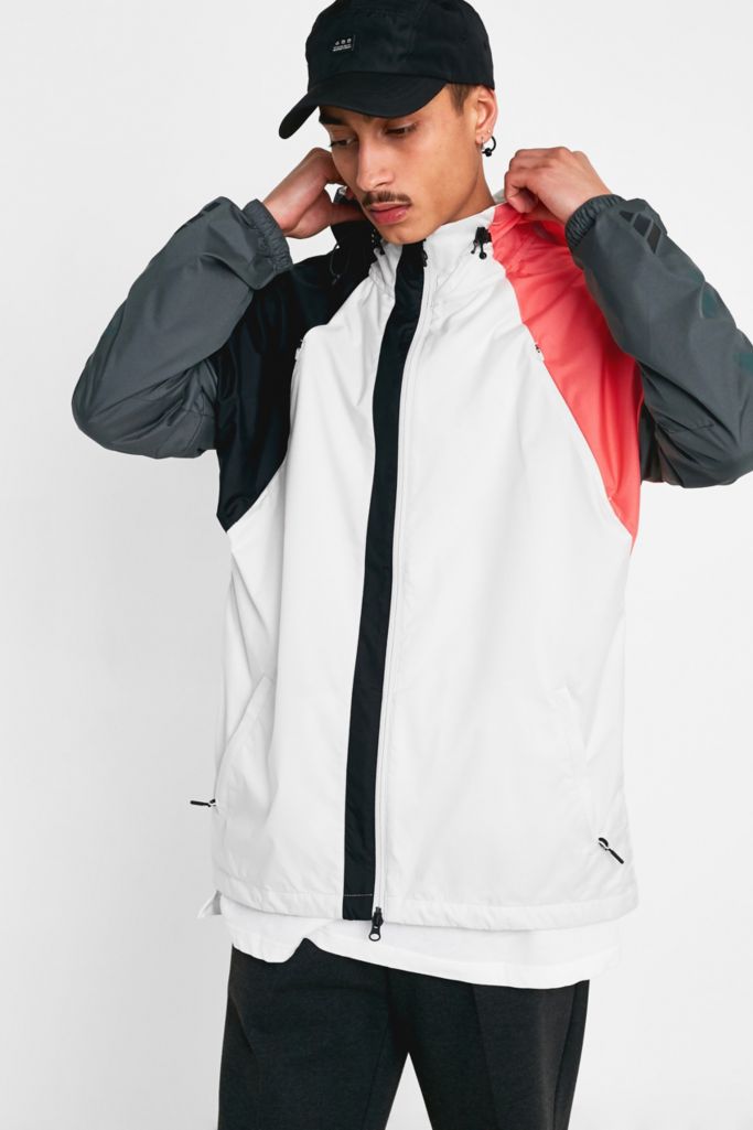 adidas Raw Panelled White Windbreaker Jacket | Urban Outfitters UK