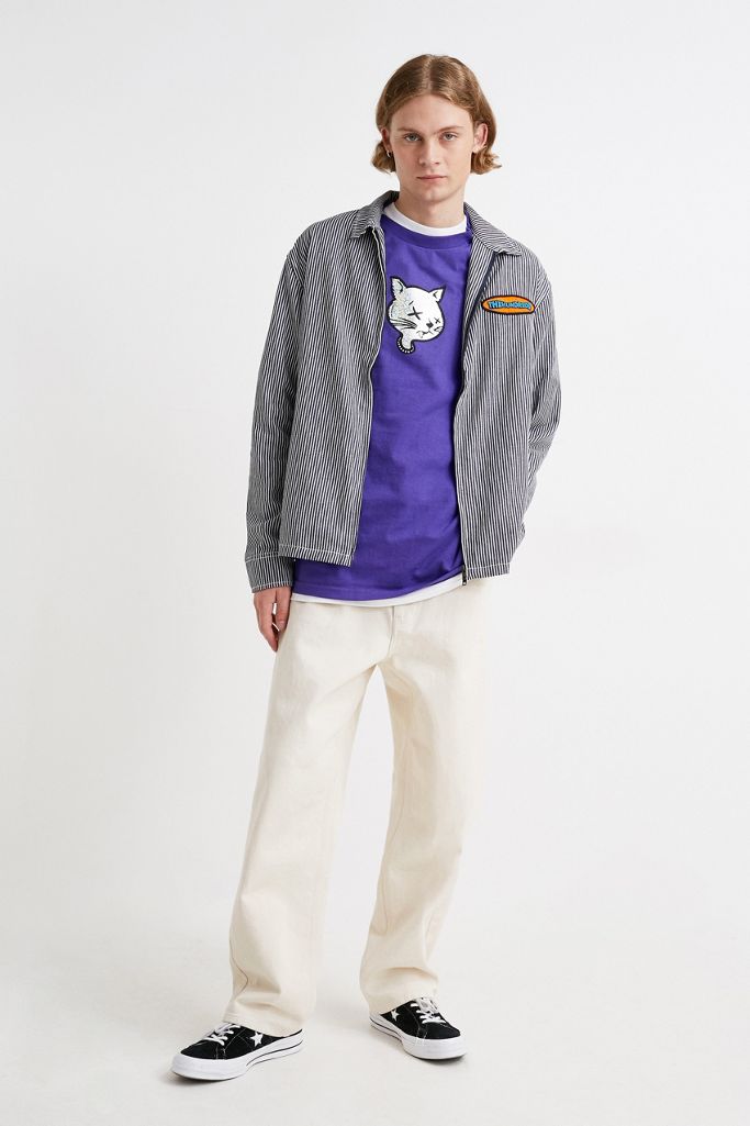 The Hundreds Roosevelt Navy Striped Shirt Jacket Urban Outfitters UK