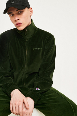 champion green velour track top