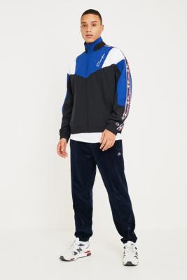 champion corp logo crinkle black track pants
