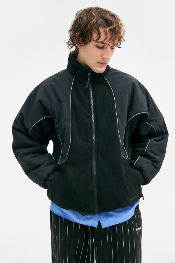 Slide View: 1: iets frans... Schwarz Pascal Reversible Panel Fleece Jacke