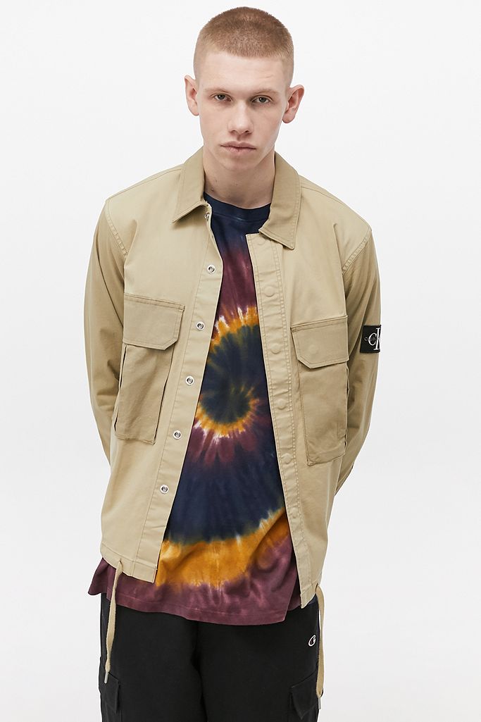 Calvin Klein Jeans Taupe Twill Ripstop Overshirt | Urban Outfitters UK