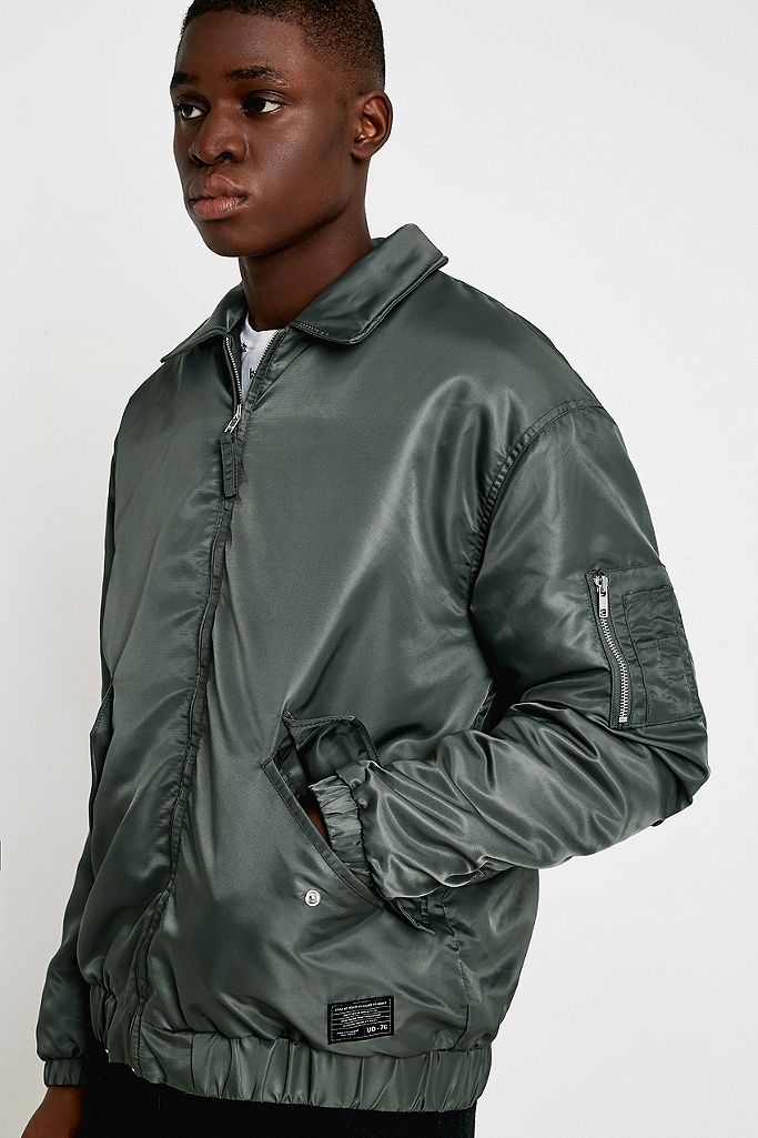 UO Khaki Nylon Harrington Jacket | Urban Outfitters UK
