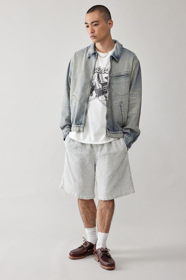 Slide View: 2: BDG Tony Light Wash Denim Harrington Jacket