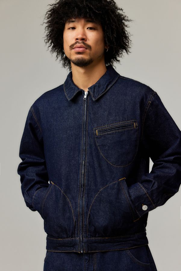 Slide View: 1: BDG Tony Dark Rinse Denim Harrington Jacket