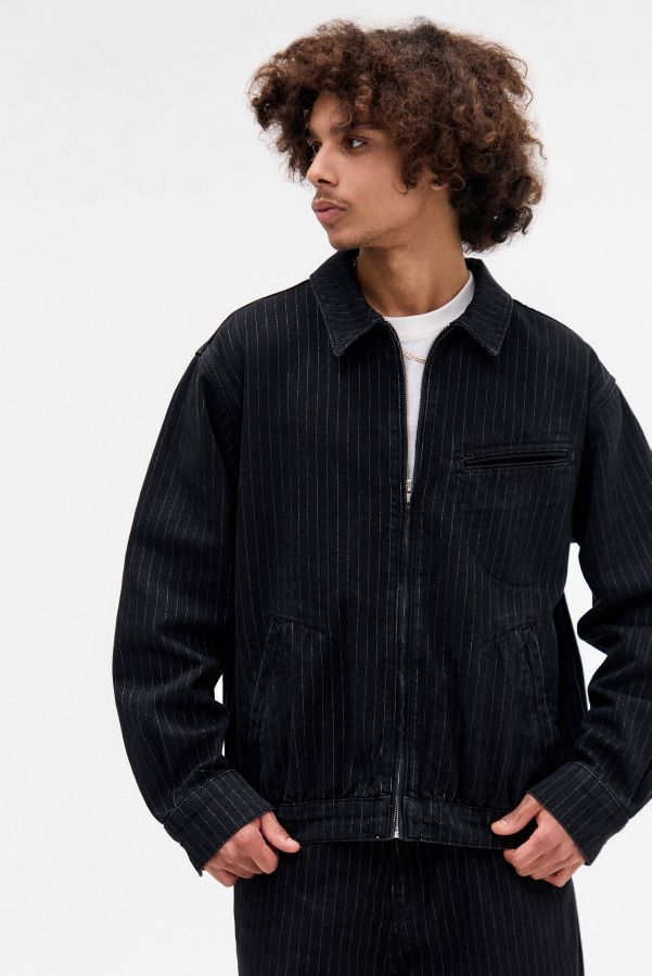 Slide View: 1: BDG Black Tony Stripe Harrington Jacket