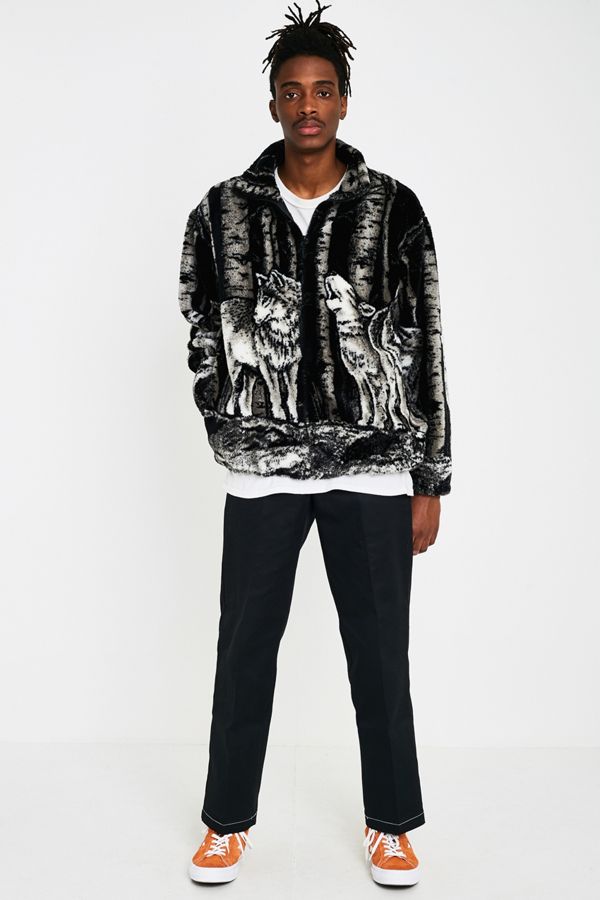 Black Mountain Apparel Timber Wolf Fleece Jacket Urban Outfitters UK