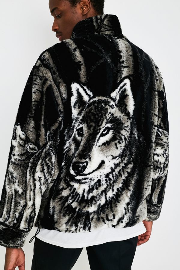 Black Mountain Apparel Timber Wolf Fleece Jacket Urban Outfitters UK