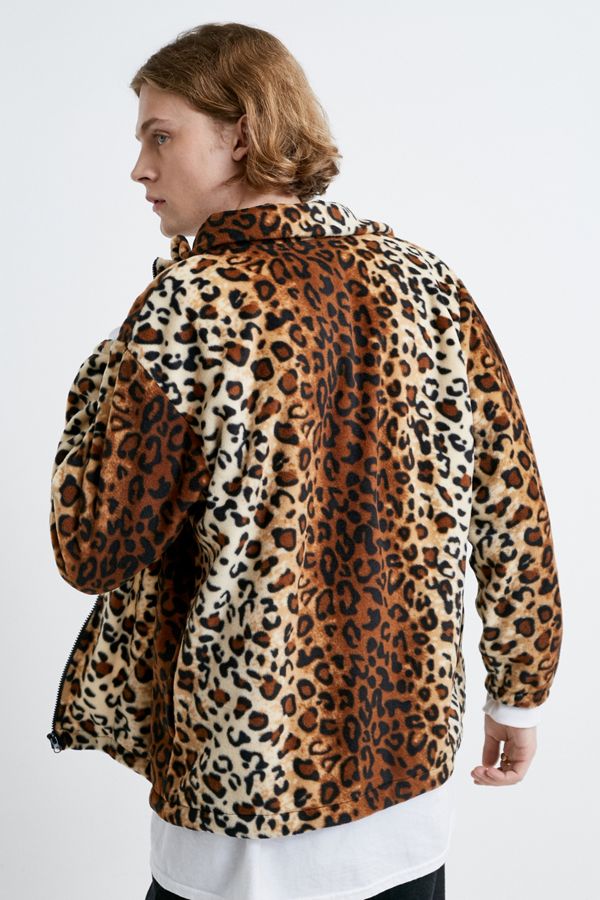 Black Mountain Apparel Leopard Print Fleece Jacket Urban Outfitters UK