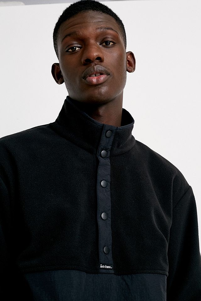 iets frans… Black Polar Fleece Popover Jacket | Urban Outfitters UK