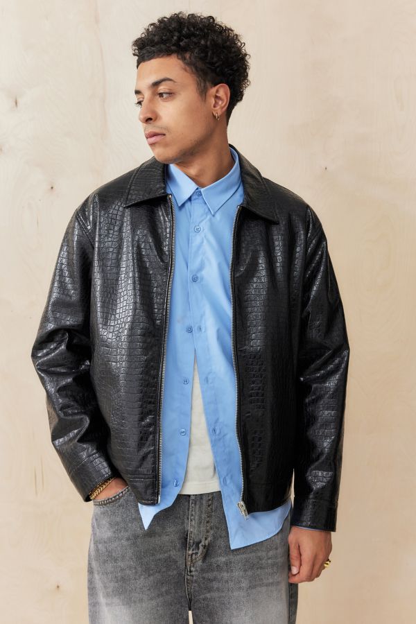 Slide View: 1: Veste en simili cuir croco Nicolai BDG