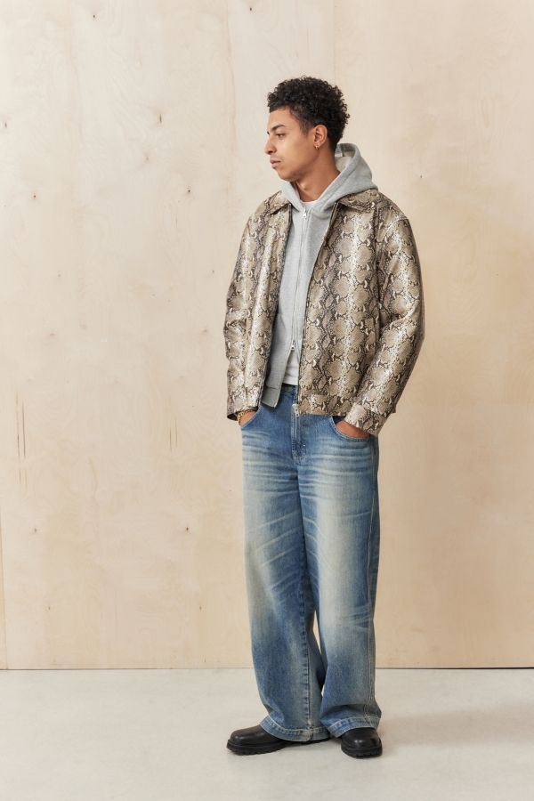 Slide View: 2: BDG Nicolai Snake Print Faux Leather Jacket