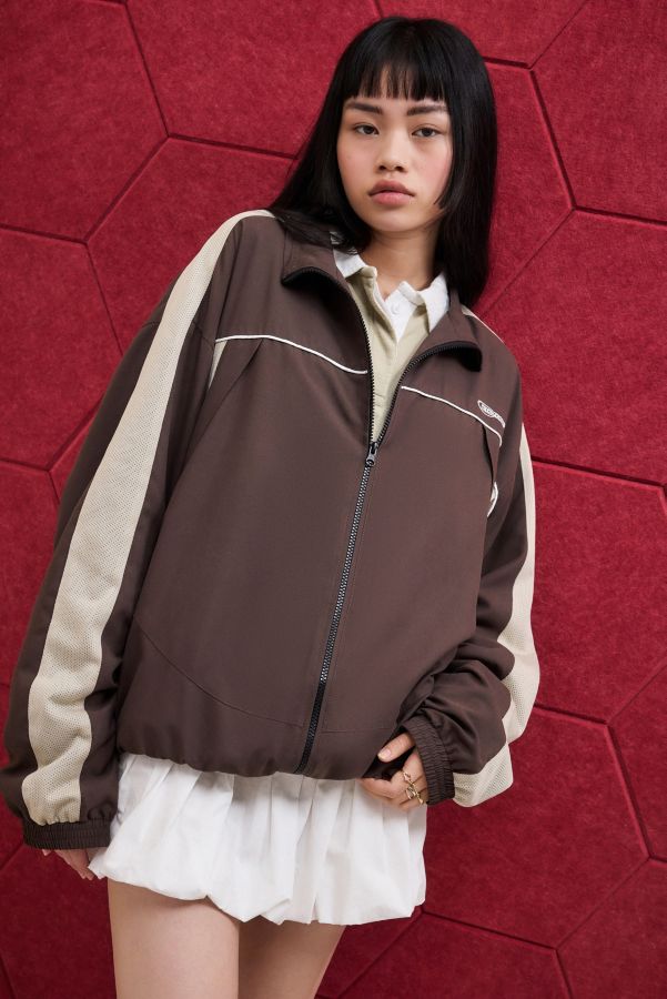 Slide View: 5: iets frans... Brown Mesh Track Jacket