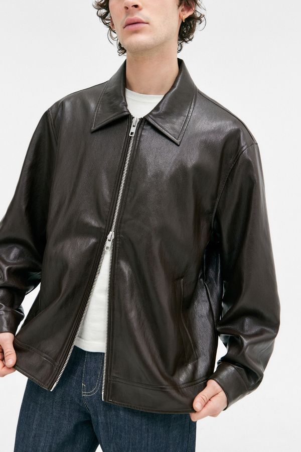 Slide View: 4: BDG Brown Nicolai Faux Leather Jacket