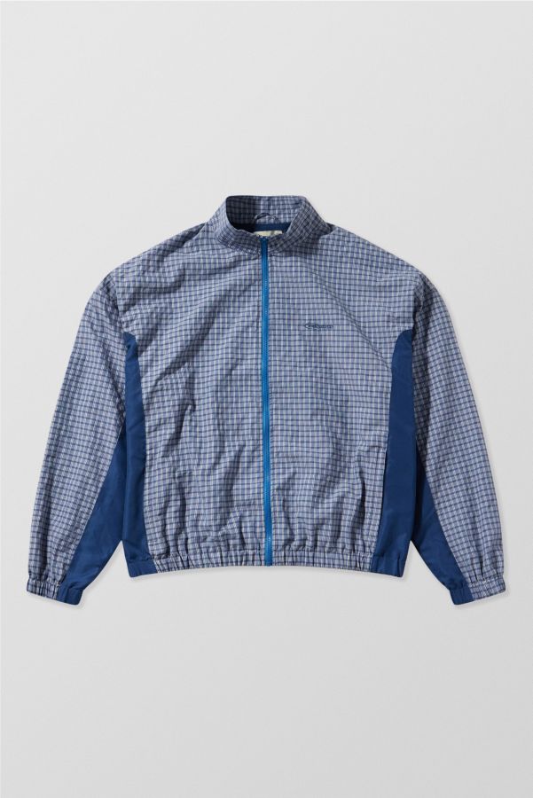 Slide View: 5: iets frans... Blue Check Panel Track Top