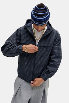 iets frans... Navy Check Miller Fleece Anorak