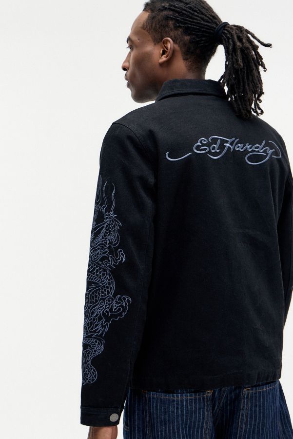 Slide View: 2: Ed Hardy UO Exclusive Black Dragon Work Jacket