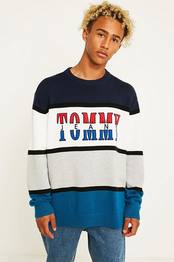 Tommy Jeans Retro Colourblock Knit Jumper | Urban Outfitters UK