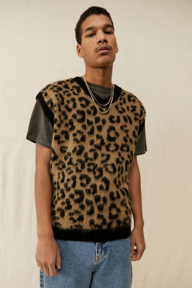 iets frans... Unisex Leopard Print Knitted Vest Urban Outfitters UK