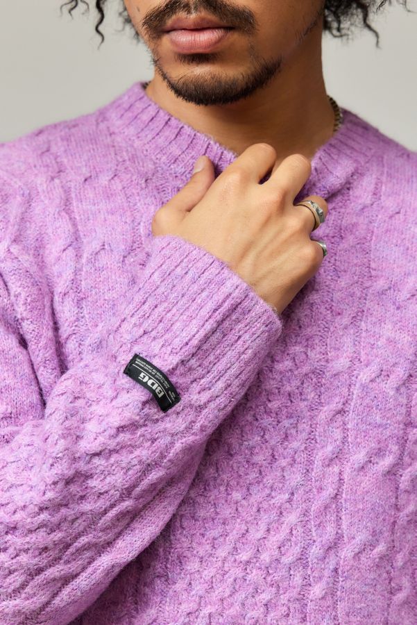 Slide View: 1: BDG Fluffy Pink Cable Knit Jumper 