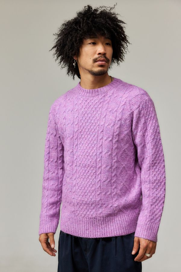 Slide View: 2: BDG Fluffy Pink Cable Knit Jumper 