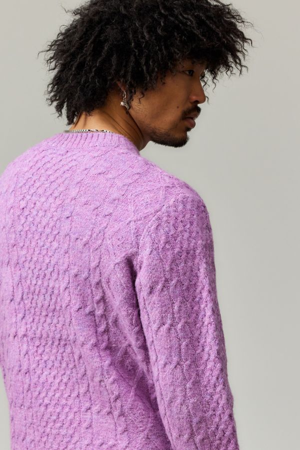 Slide View: 4: BDG Fluffy Pink Cable Knit Jumper 