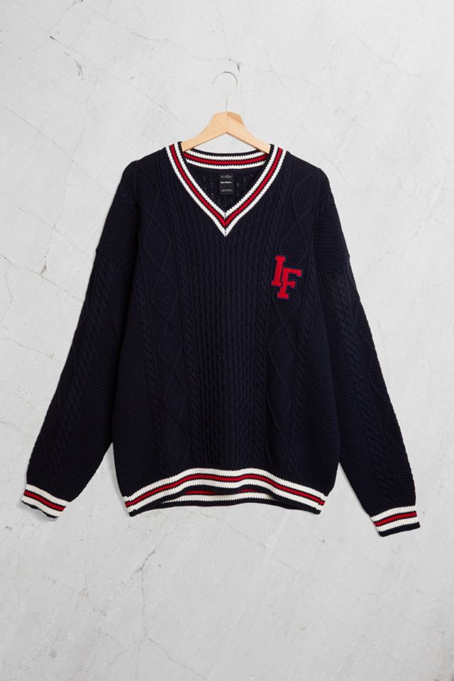 Pull Femme Style Universitaire - Col V, Motif Torsadé, Manches 3/4, Coupe Moulante - Automne/loisirs
